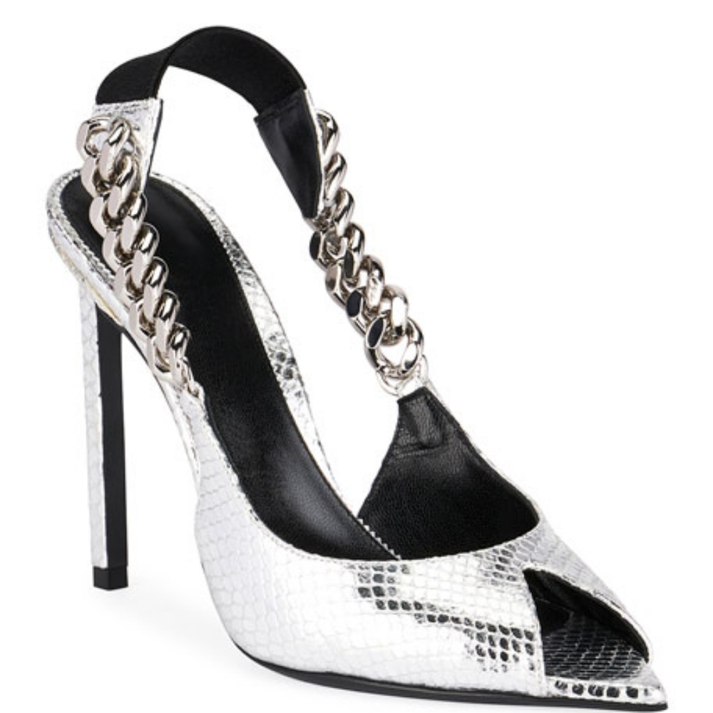 TOM FORD Metallic Slingback Peep-Toe Pump